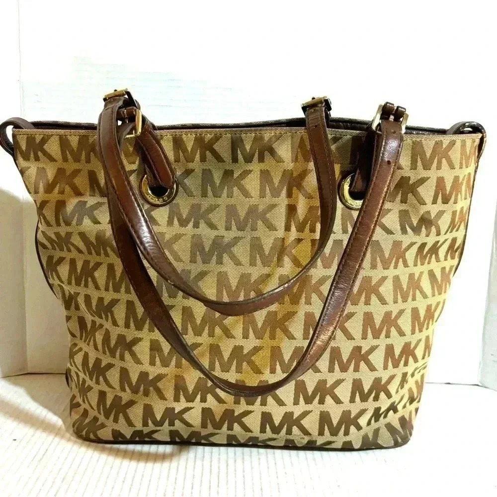 Michael Kors Mk Signature Print Canvas Tote Handb… - image 6
